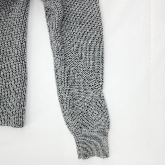 Elodie Knit Sweater Womens Medium Gray Drawstring Pullover Henley V-neck - Picture 7 of 8